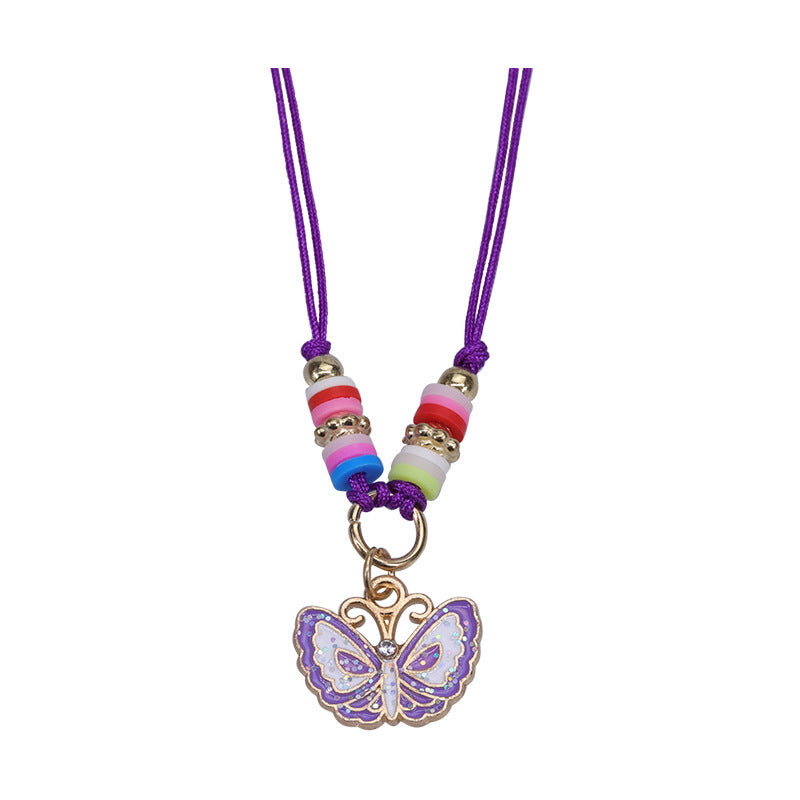 Wholesale Alloy Butterfly Rainbow Flower Shape Polymer Clay Children's Bracelet Necklace